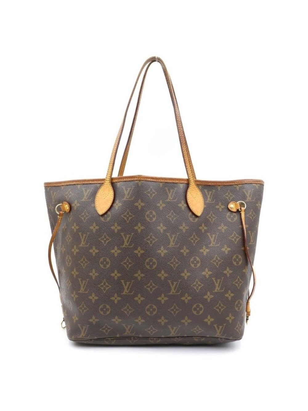 Louis Vuitton Monogram Neverfull MM Brown Leather Tote